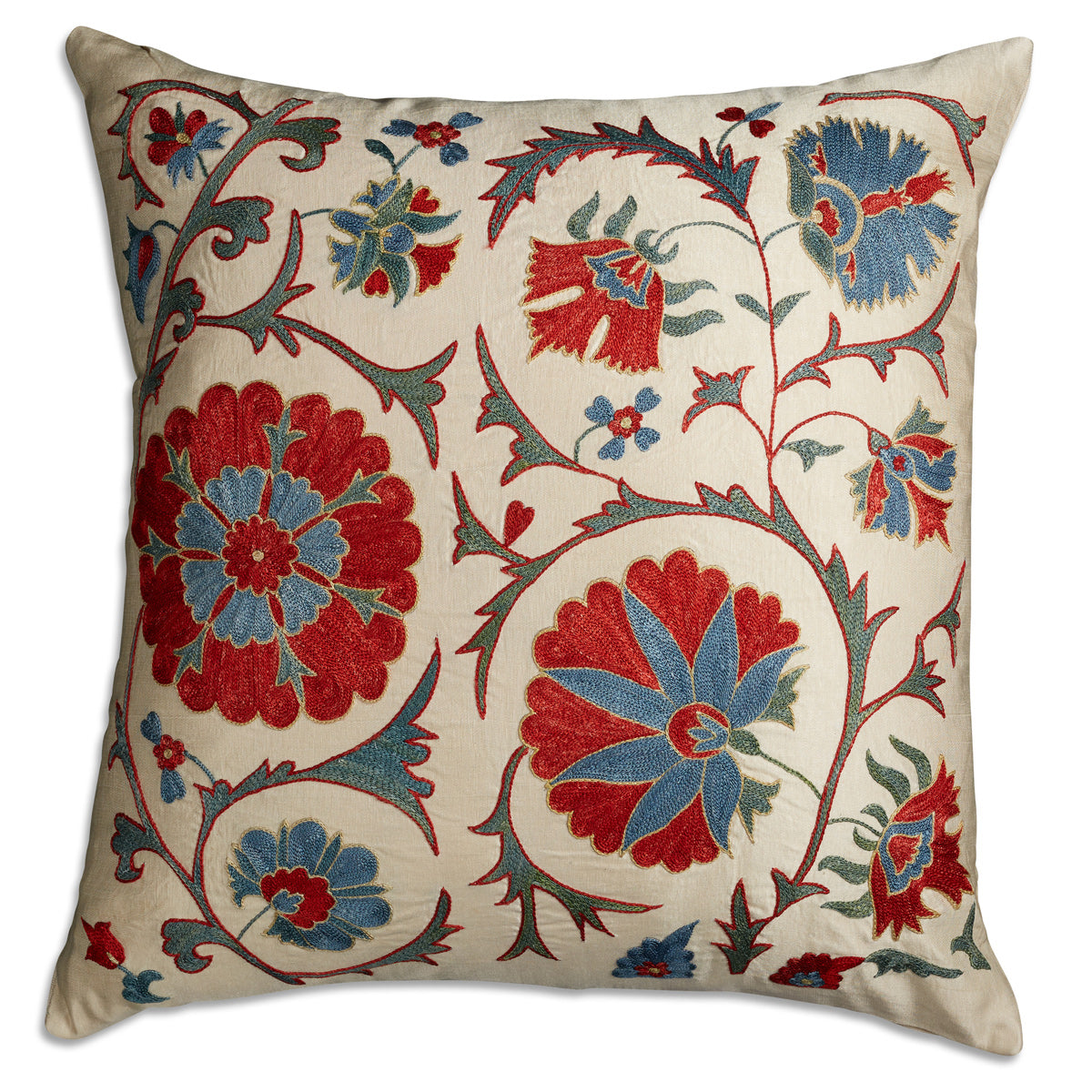 Nushka Cushions Floral Suzani embroidered silk cushion