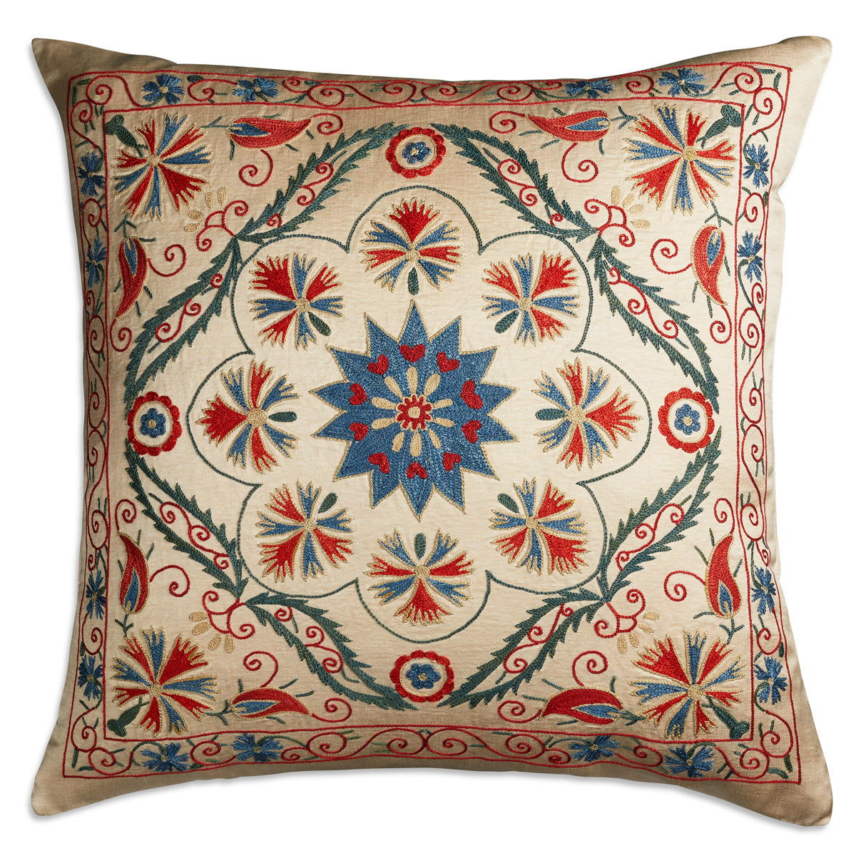 Nushka Cushions Floral Suzani embroidered silk cushion