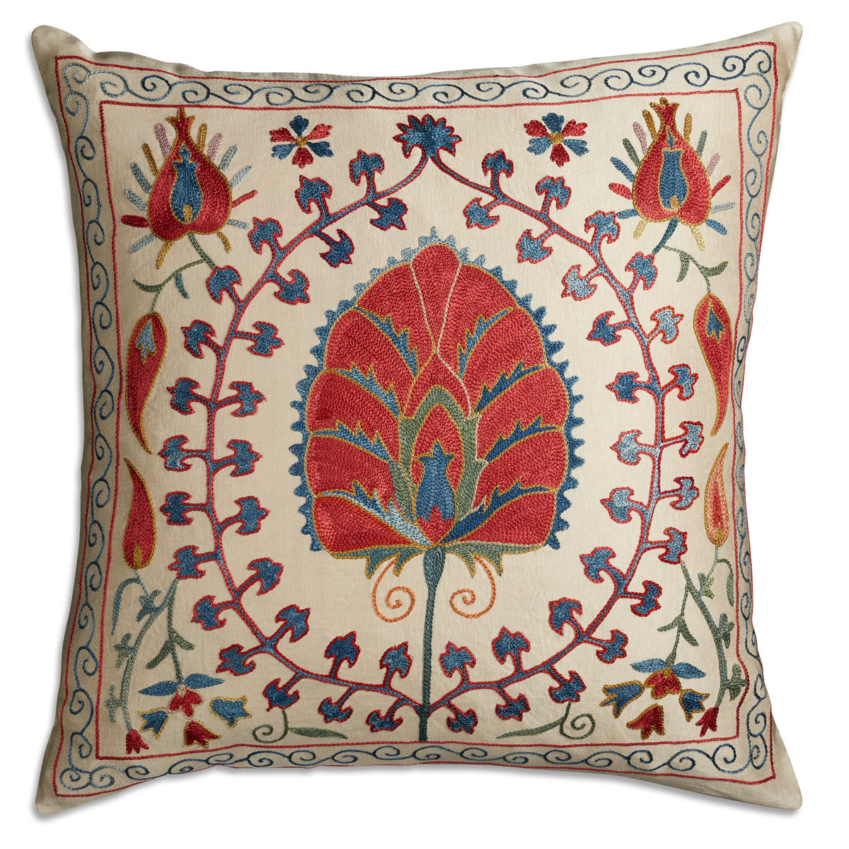 Nushka Cushions Floral Suzani embroidered silk cushion