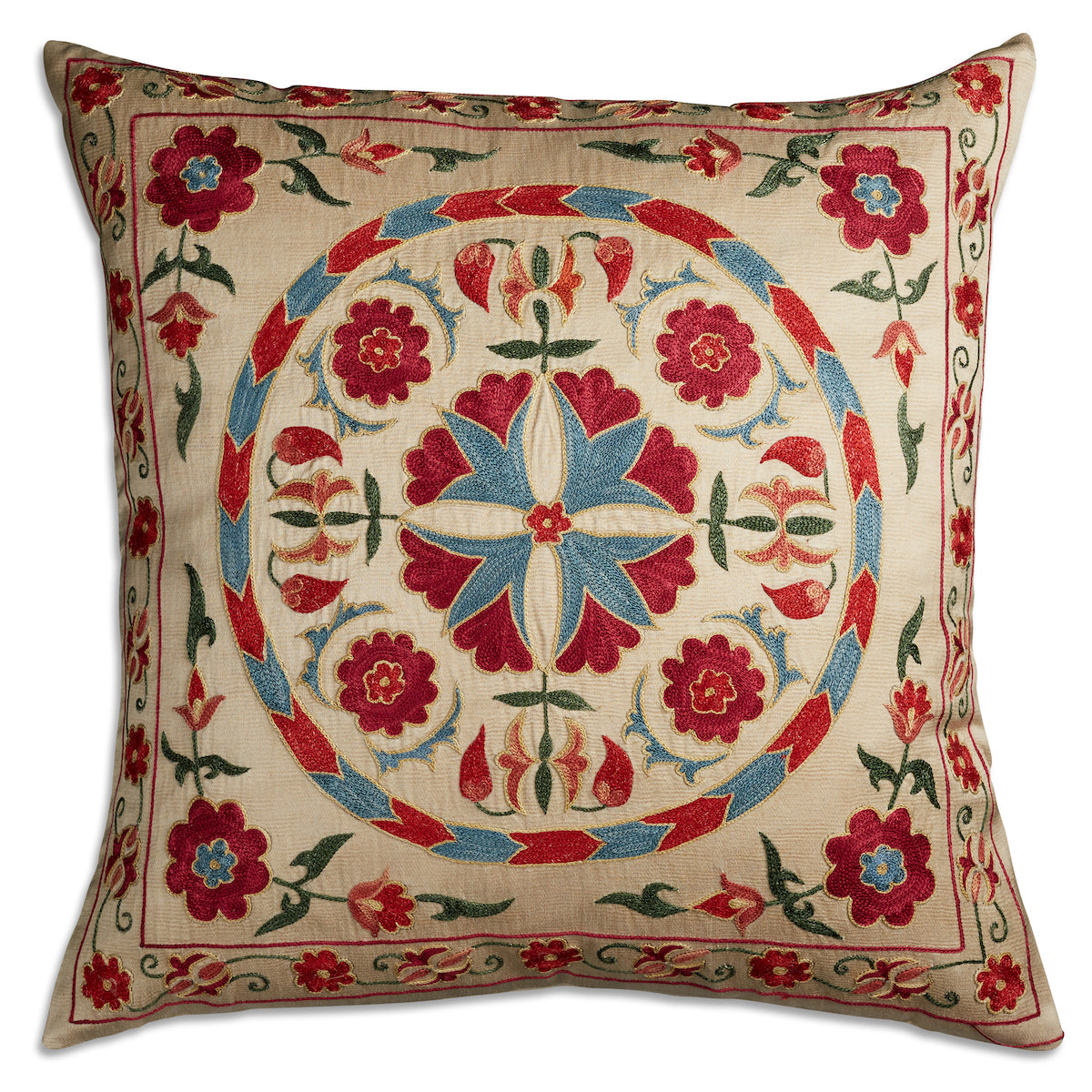 Nushka Cushions Floral Suzani embroidered silk cushion