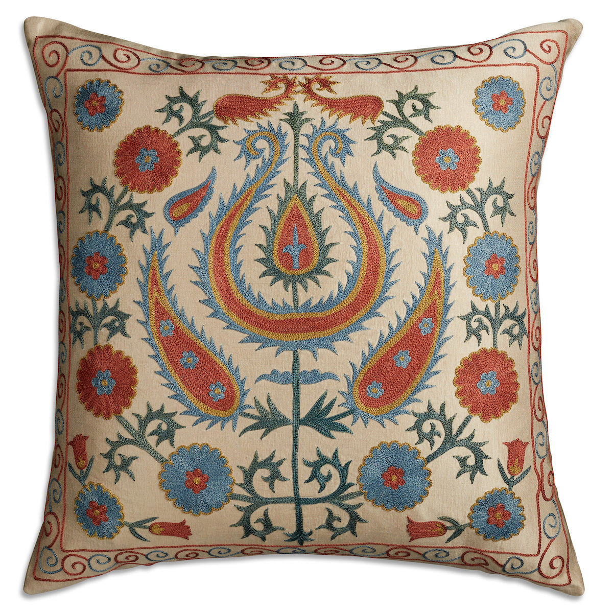 Nushka Cushions Floral Suzani embroidered silk cushion