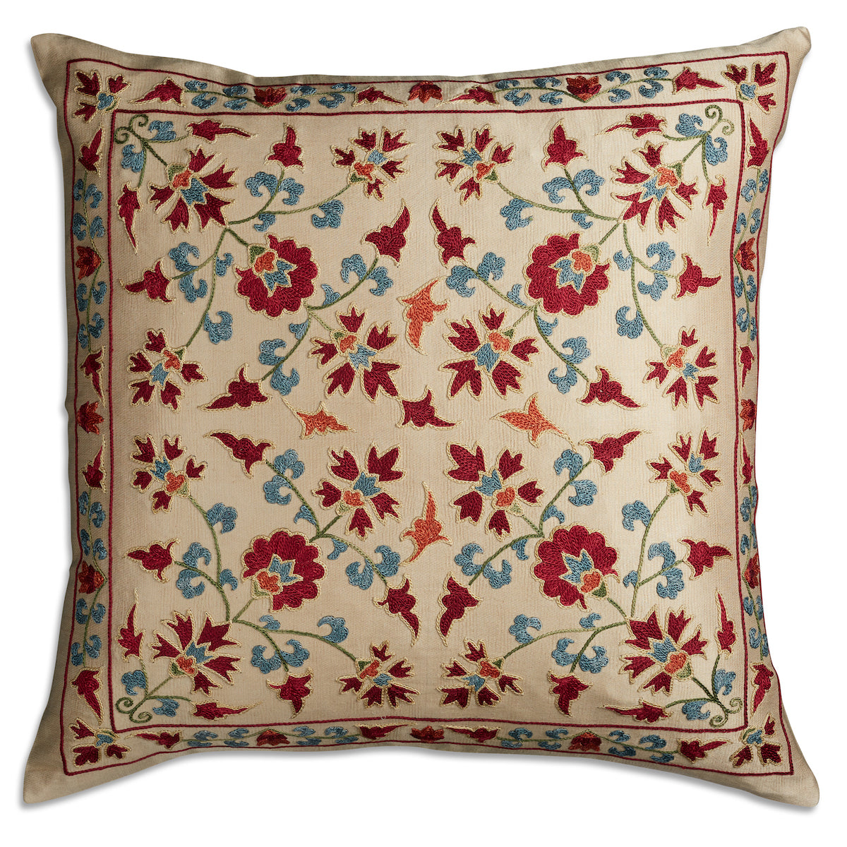 Nushka Cushions Floral Suzani embroidered silk cushion