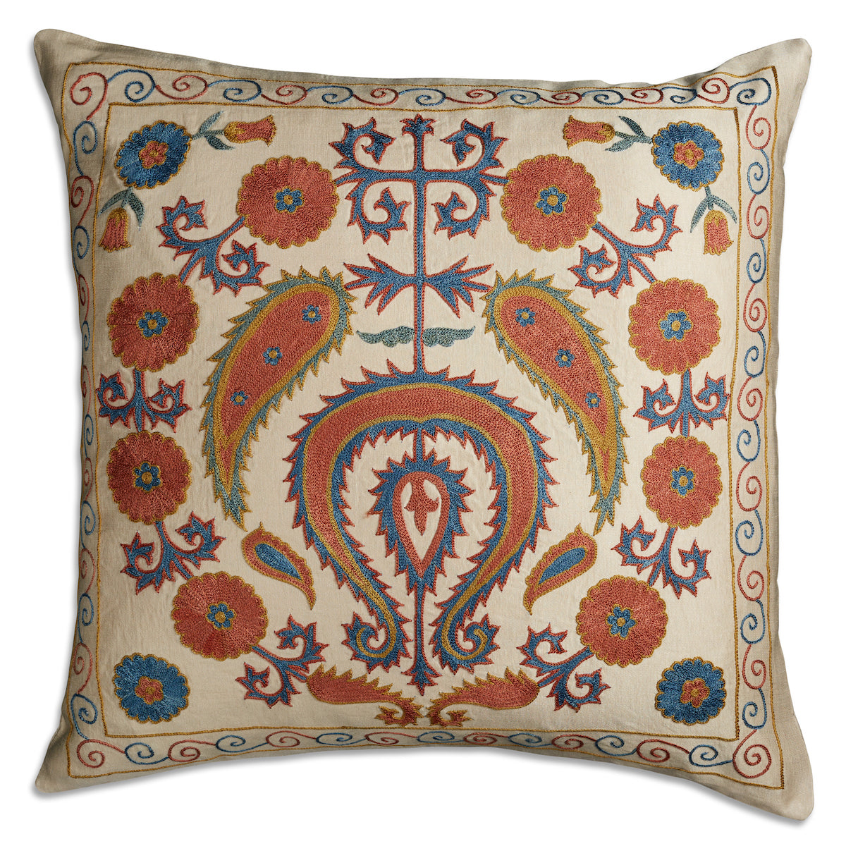 Nushka Cushions Floral Suzani embroidered silk cushion