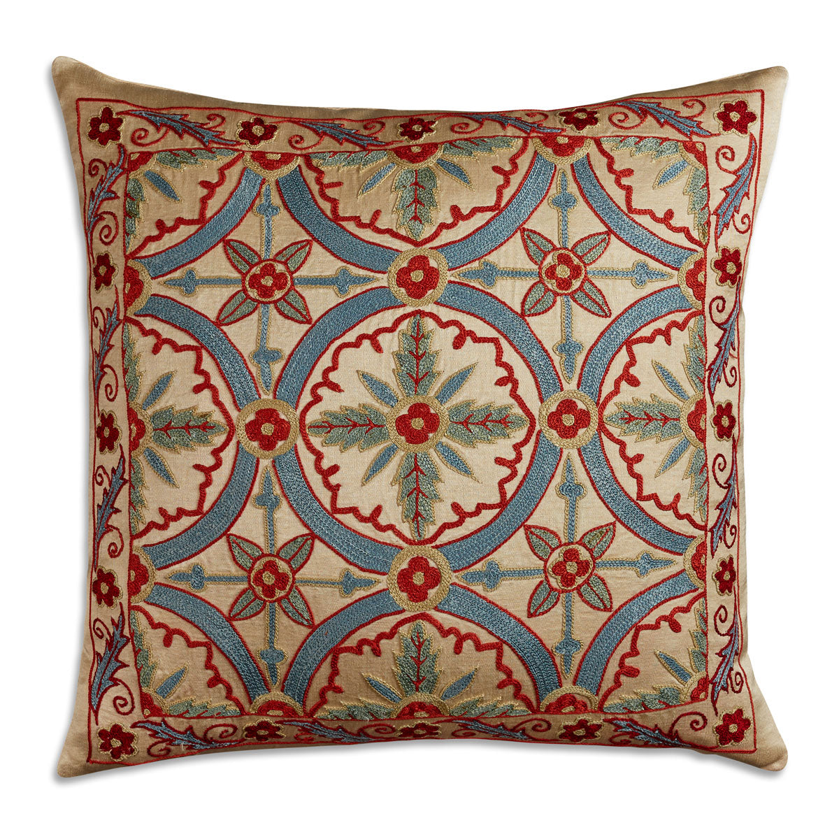 Nushka Cushions Floral Suzani embroidered silk cushion