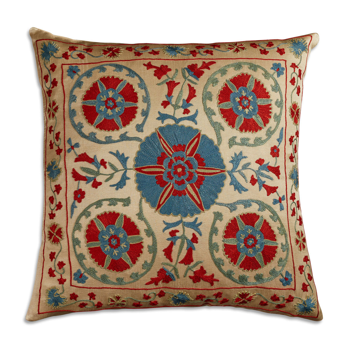 Nushka Cushions Floral Suzani embroidered silk cushion