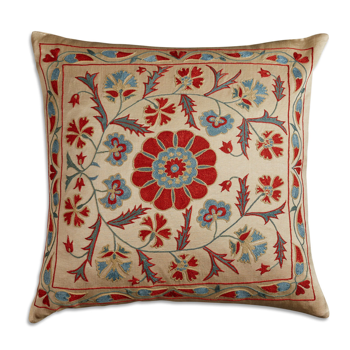 Nushka Cushions Floral Suzani embroidered silk cushion