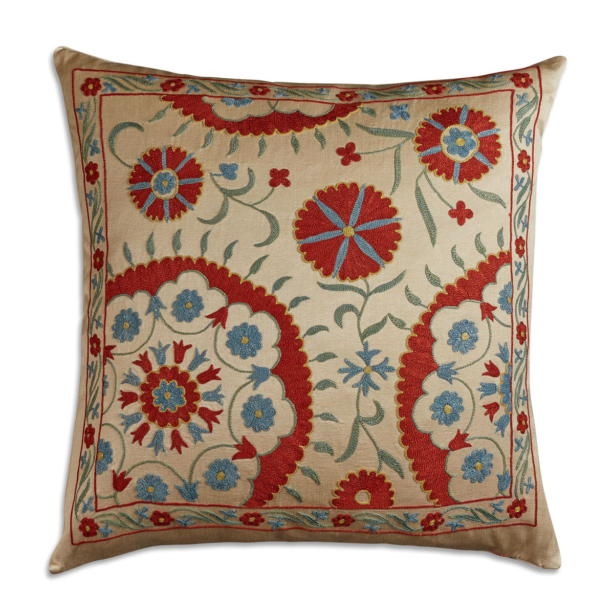 Nushka Cushions Floral Suzani embroidered silk cushion