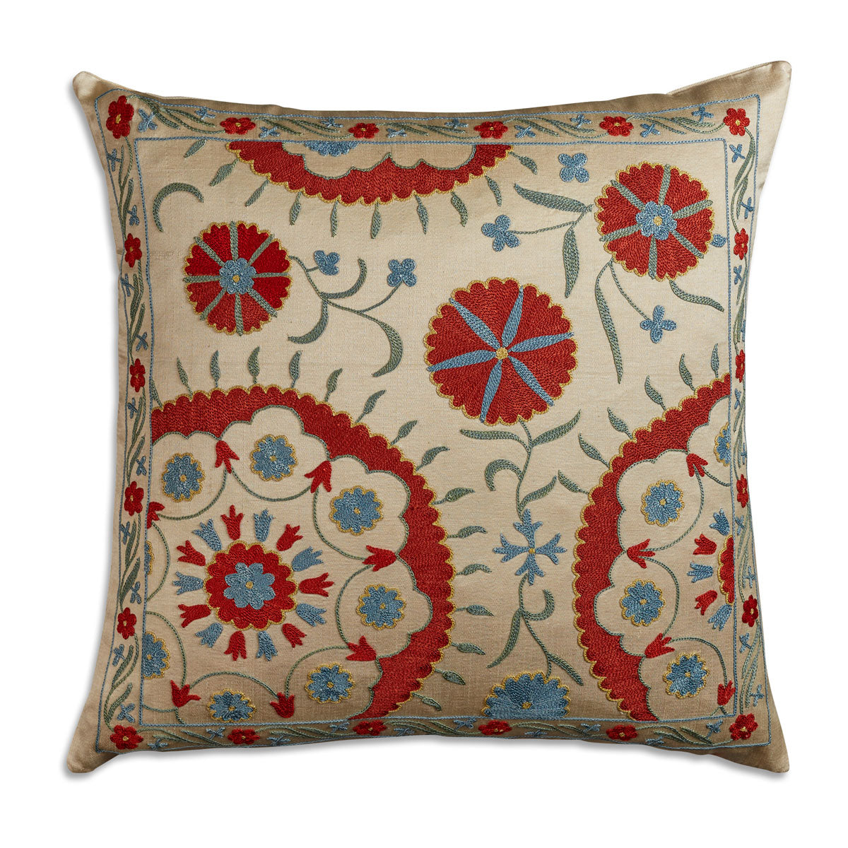 Nushka Cushions Floral Suzani embroidered silk cushion