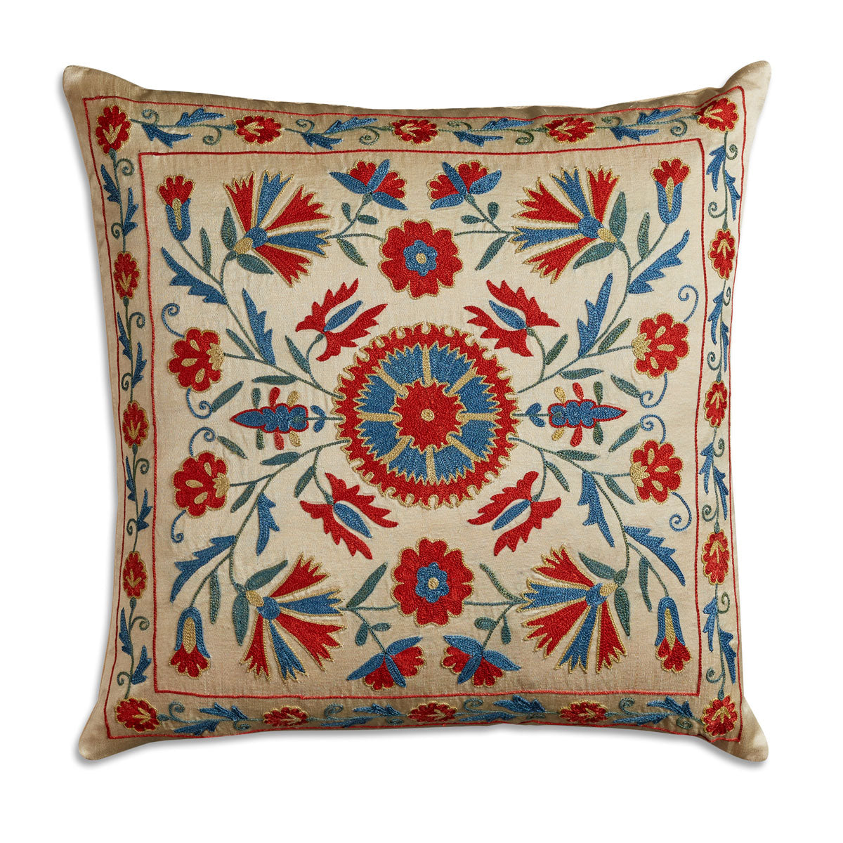 Nushka Cushions Floral Suzani embroidered silk cushion