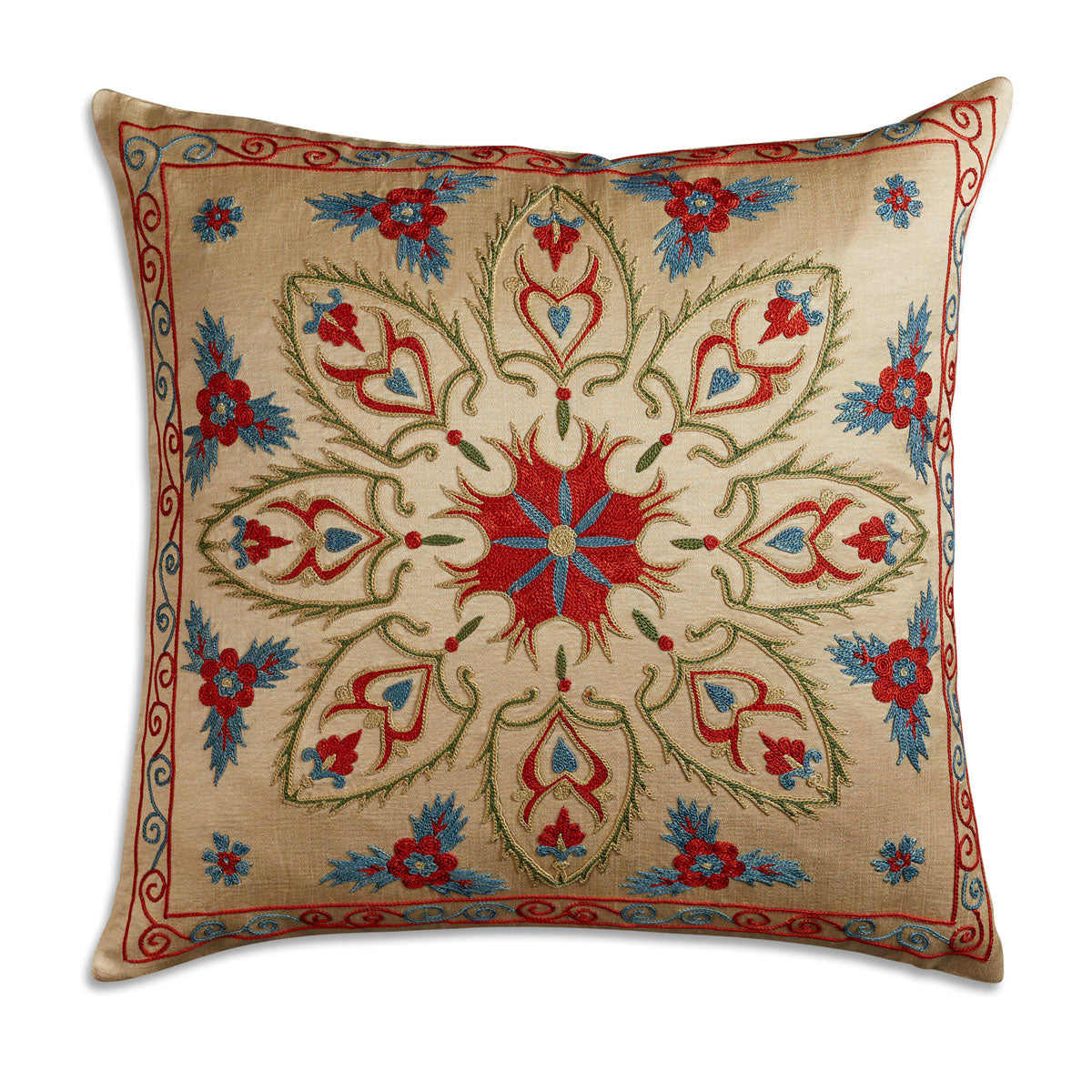 Nushka Cushions Floral Suzani embroidered silk cushion