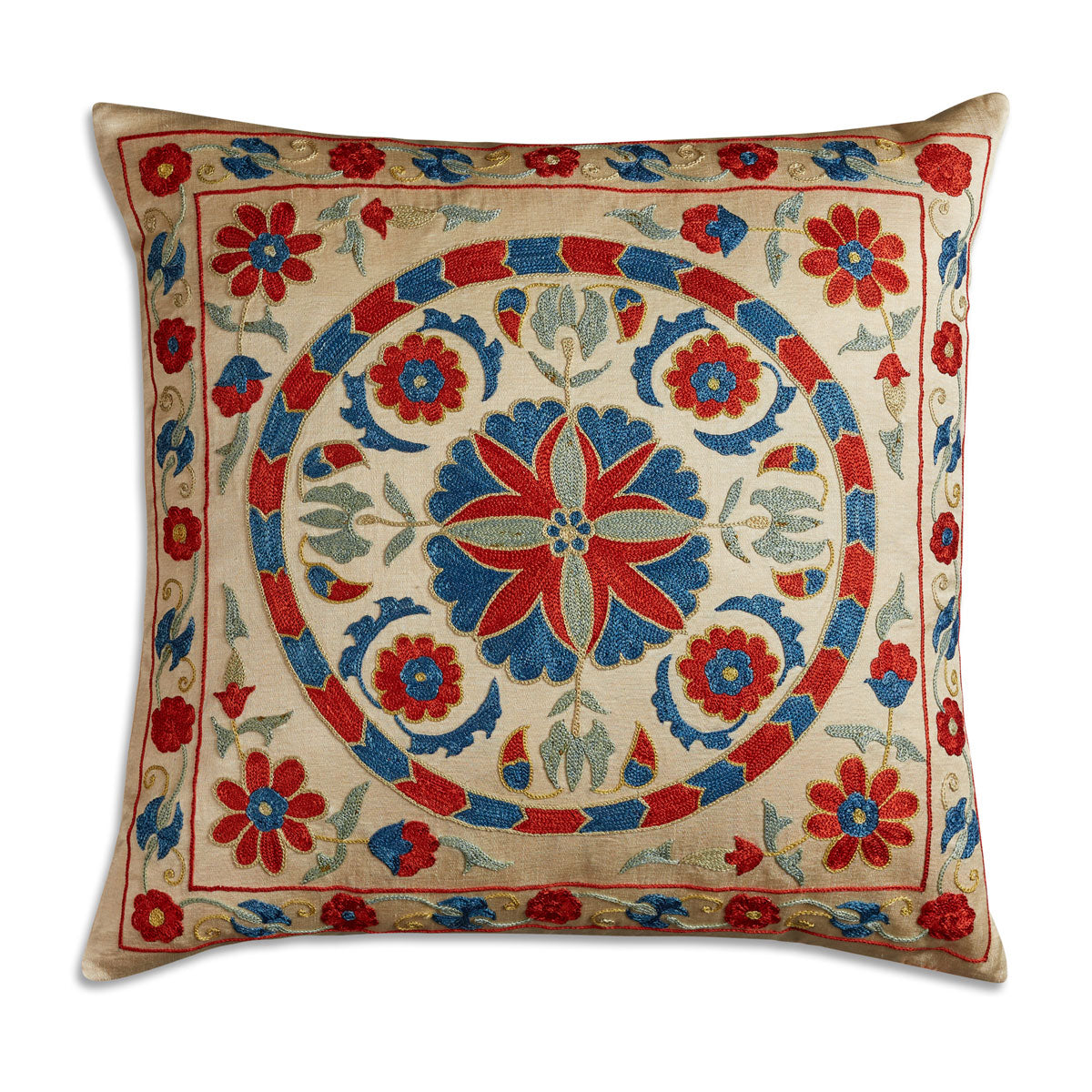 Nushka Cushions Floral Suzani embroidered silk cushion