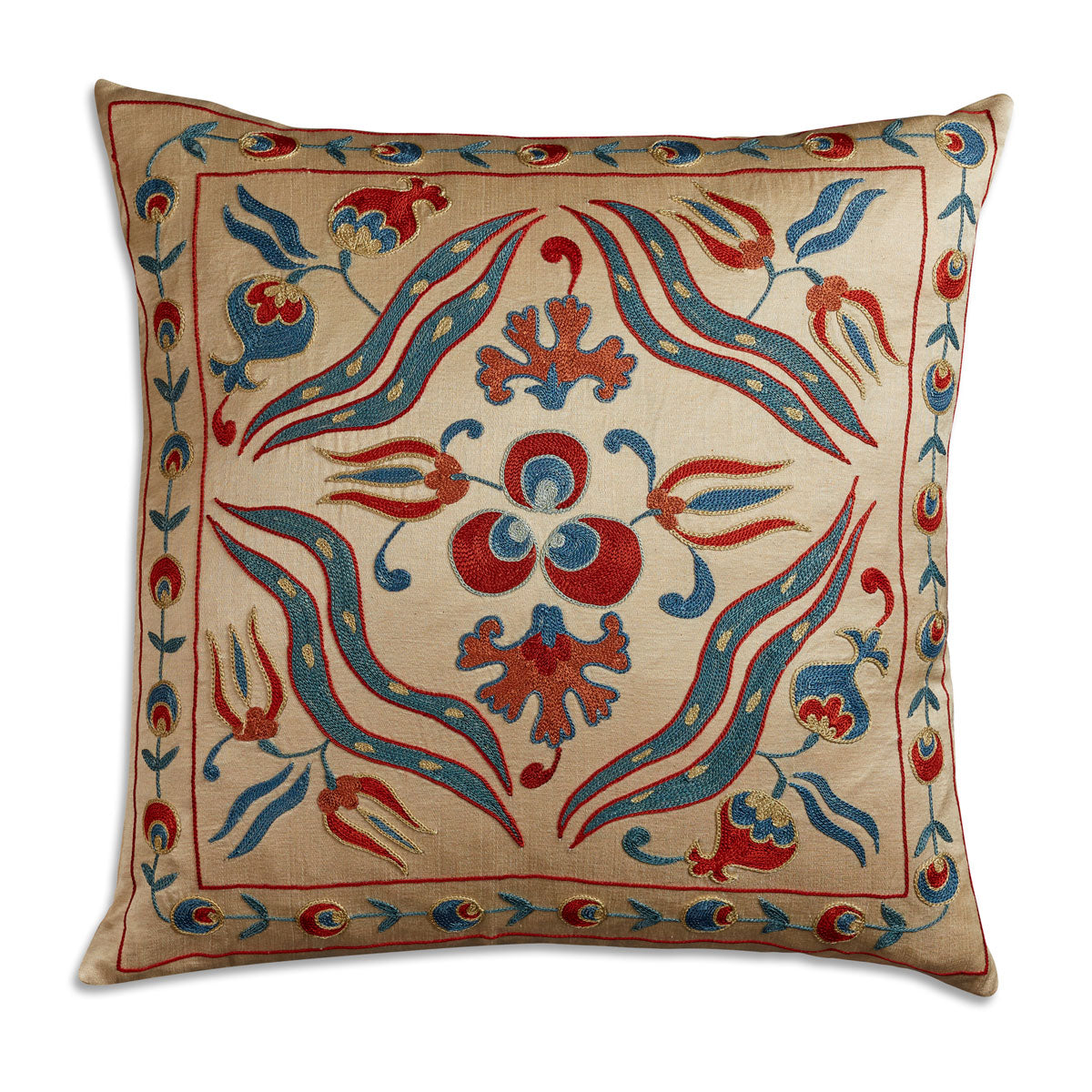 Nushka Cushions Floral Suzani embroidered silk cushion