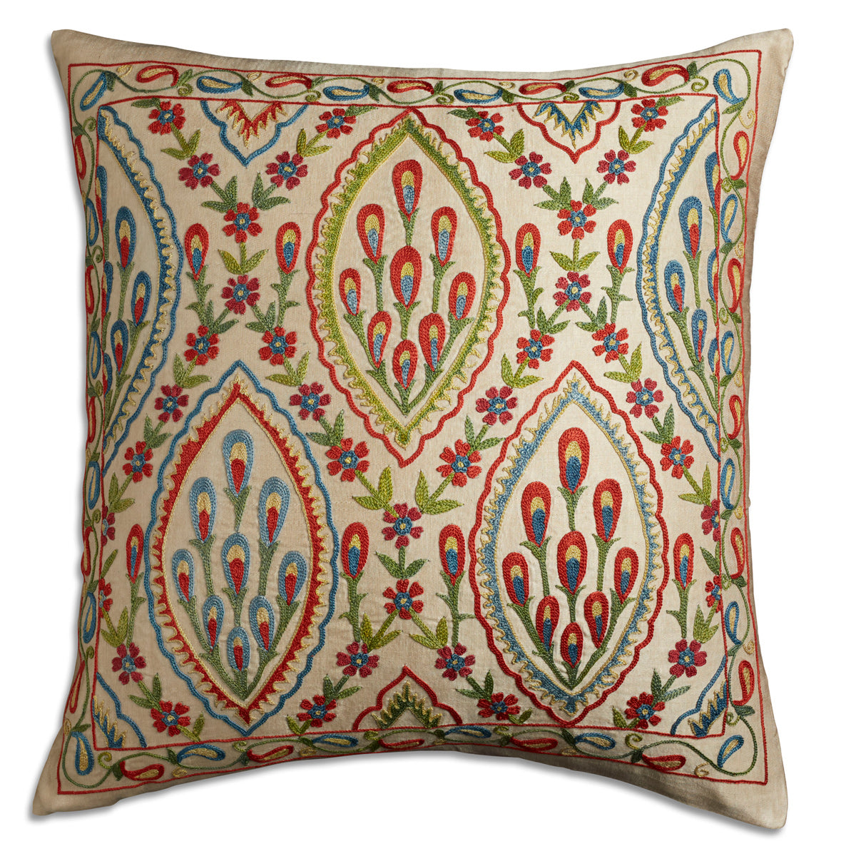 Nushka Cushions Floral Suzani embroidered silk cushions