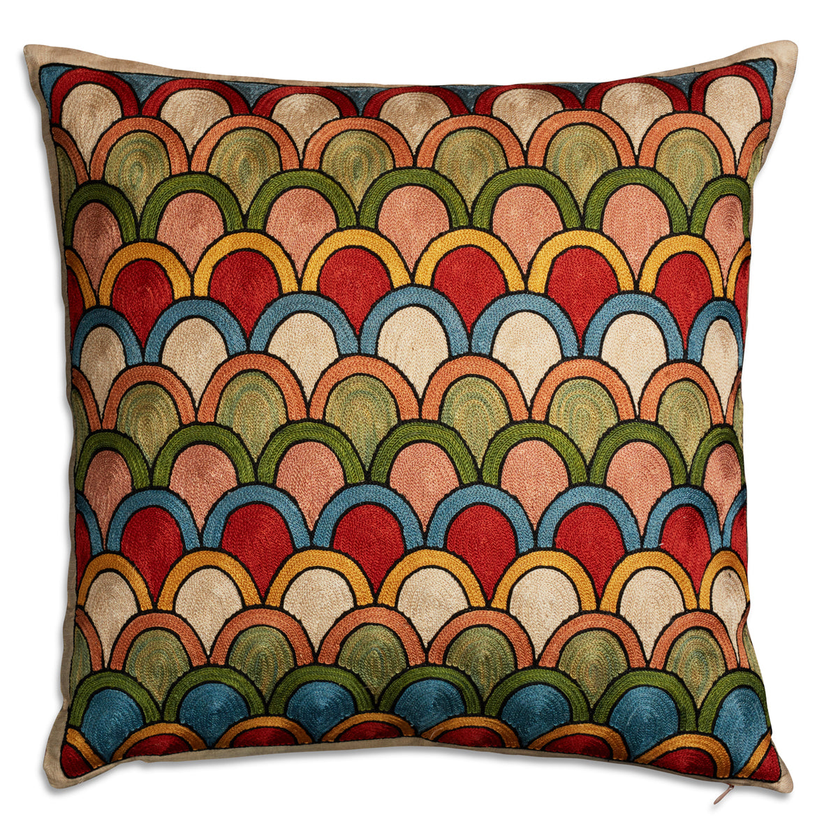 Nushka Cushions Geometric silk suzani embroidered cushion