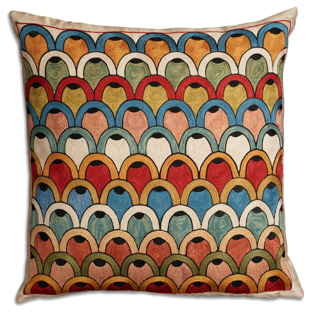 Nushka Cushions Geometric silk suzani embroidered cushion