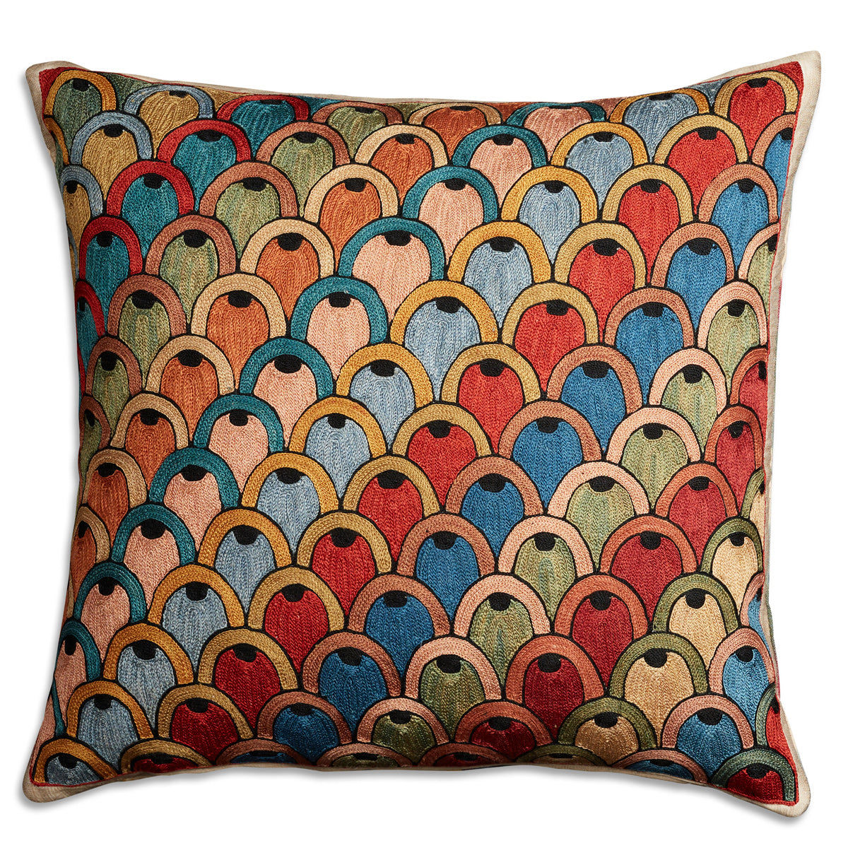 Nushka Cushions Geometric silk suzani embroidered cushion