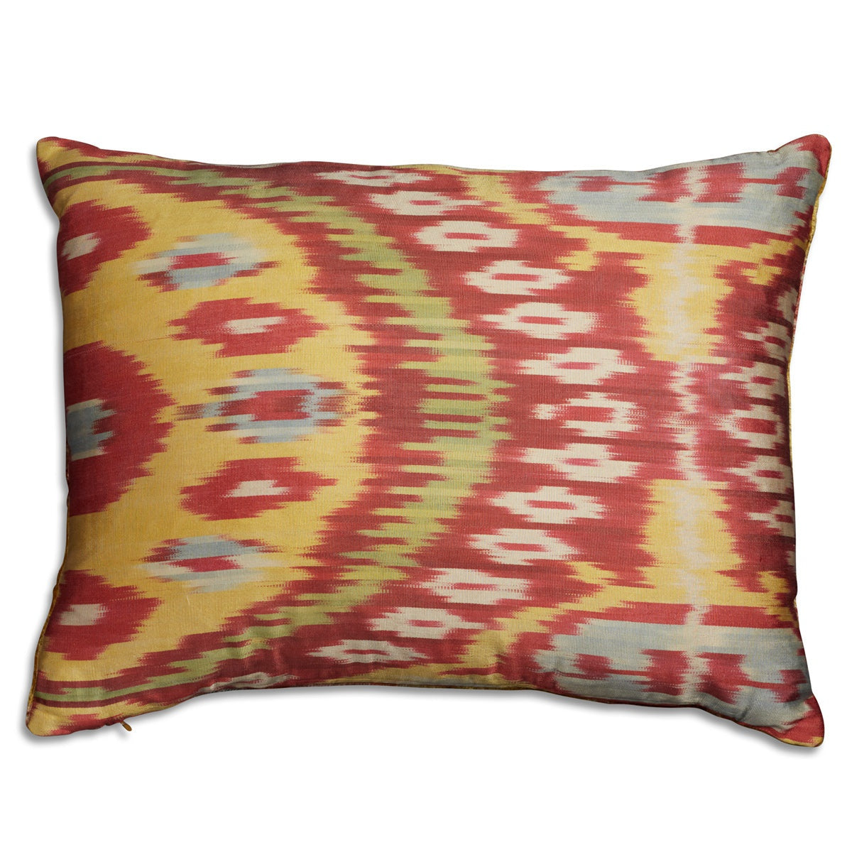 Nushka Cushions Gold and Copper and pink hand-woven silk velvet Ikat cushion