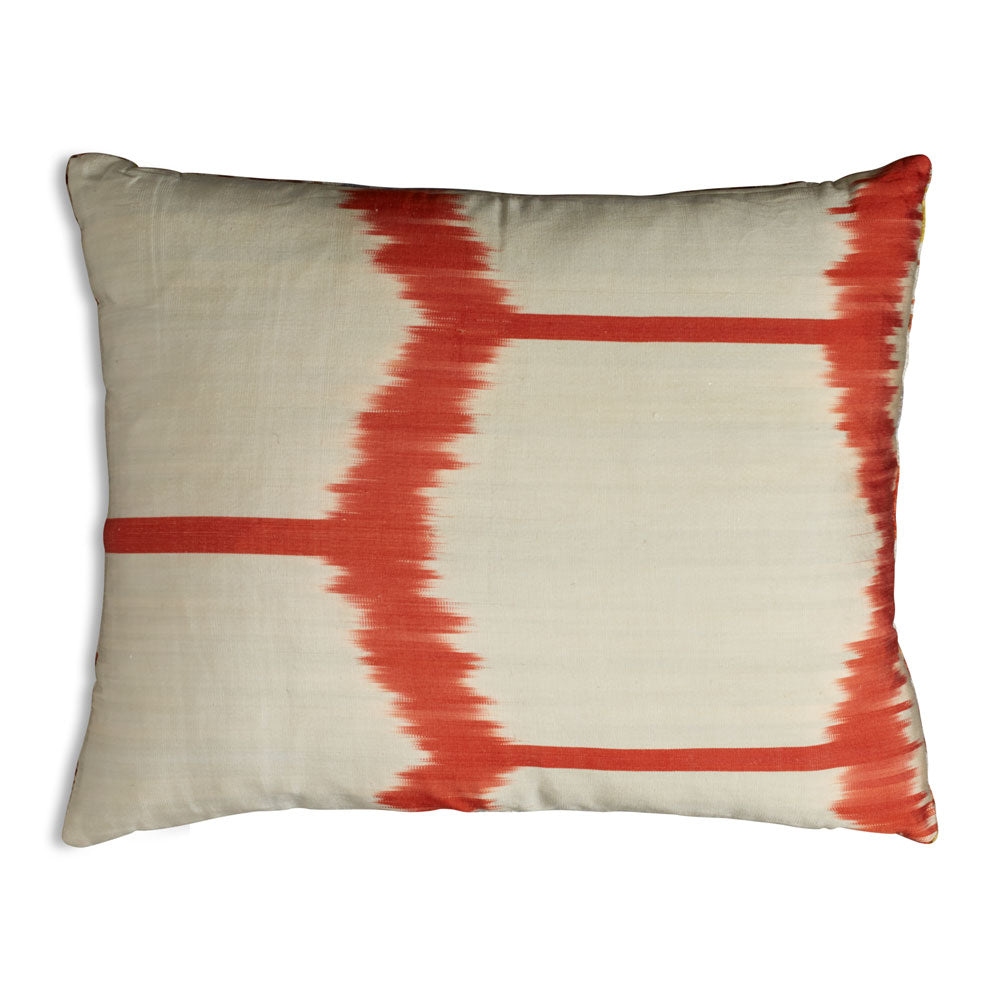 Nushka Cushions Grey, Cream and Brown Hand-woven Silk Velvet Ikat Cushion