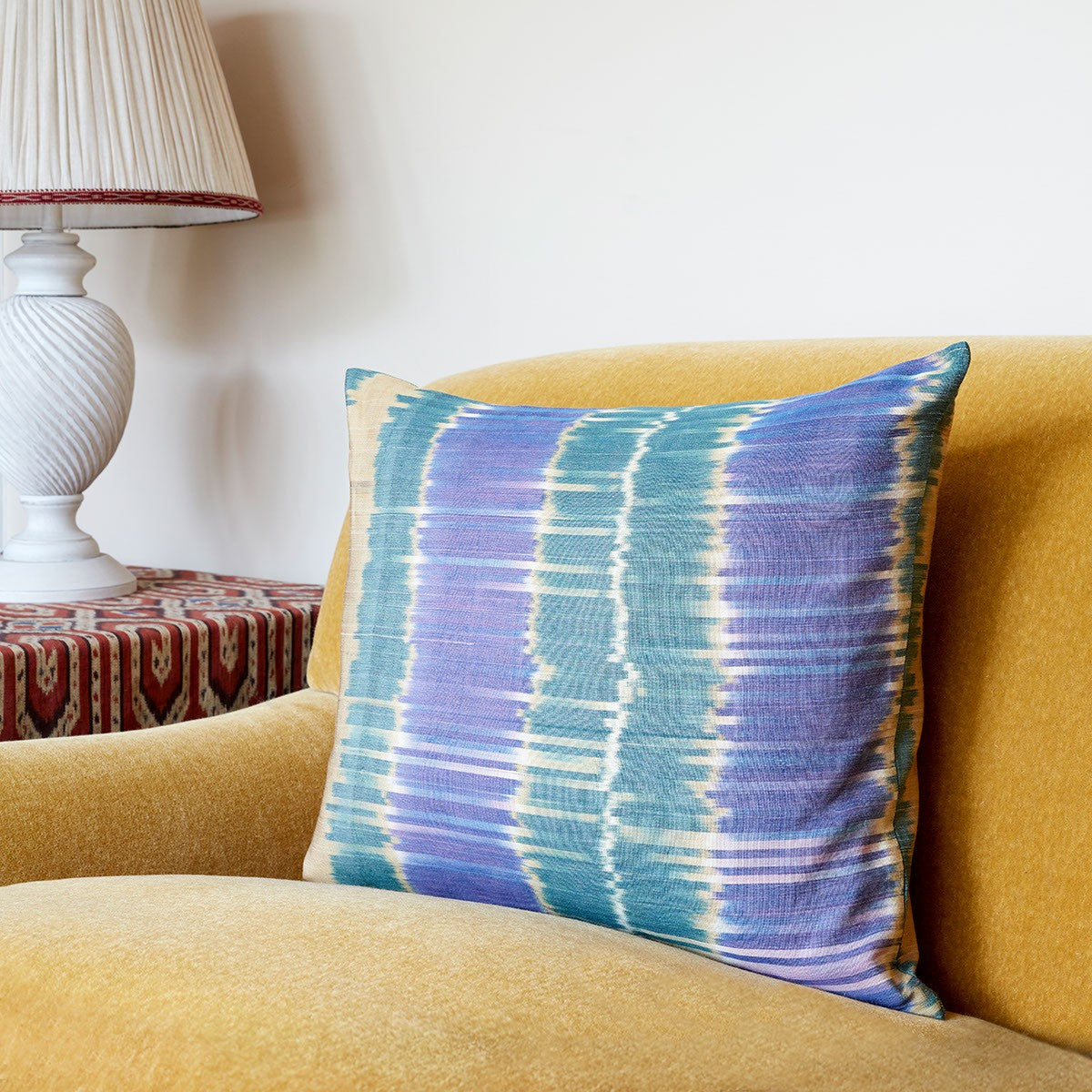 Nushka Cushions Hand-woven cotton and silk Ikat cushion