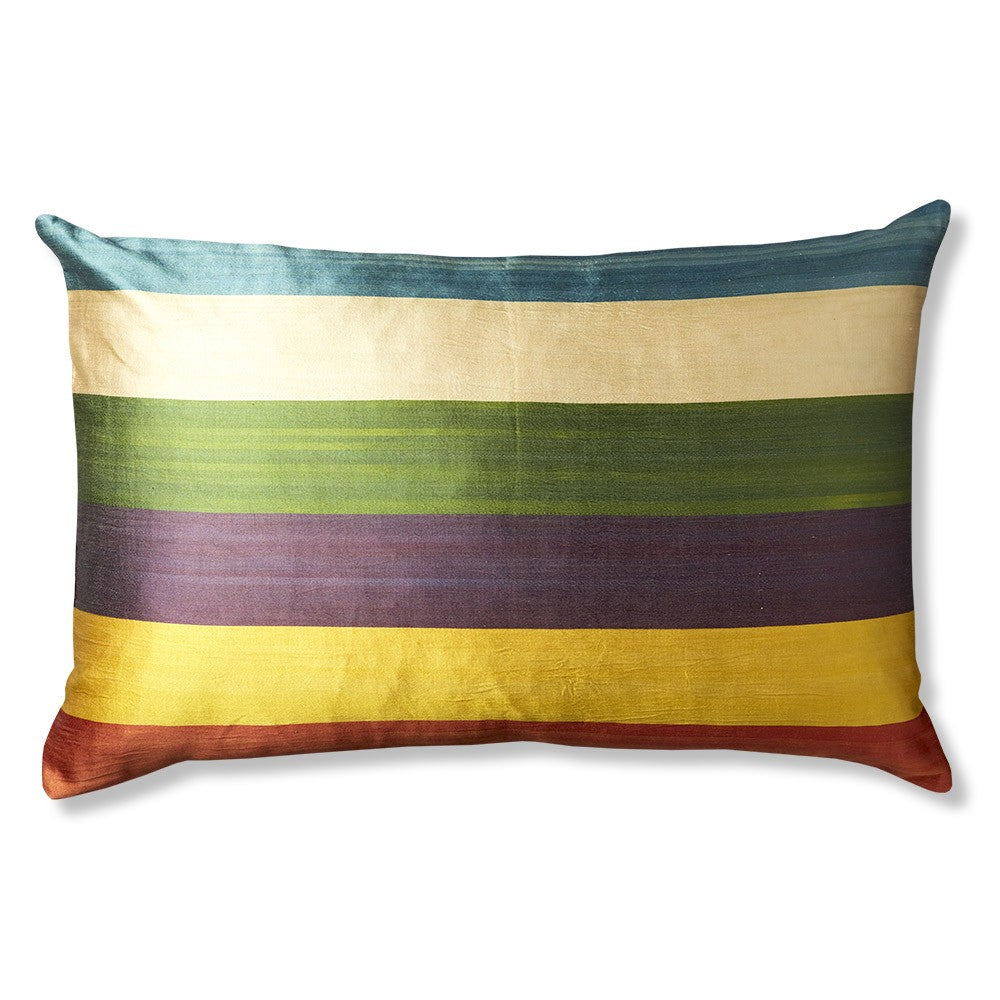 Nushka Cushions Hand-woven Silk Ikat Harlequin Stripe Double Sided Cushion