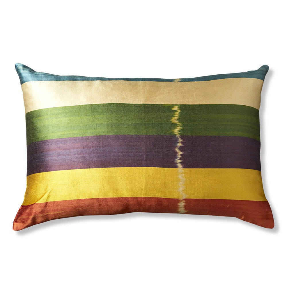 Nushka Cushions Hand-woven Silk Ikat Harlequin Stripe Double Sided Cushion