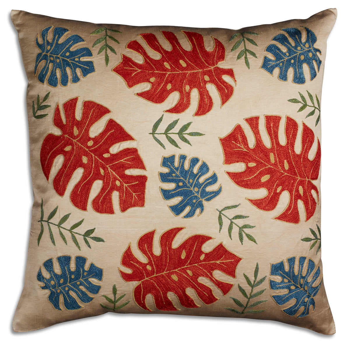 Nushka Cushions Leaf design Silk Suzani Embroidered Cushion