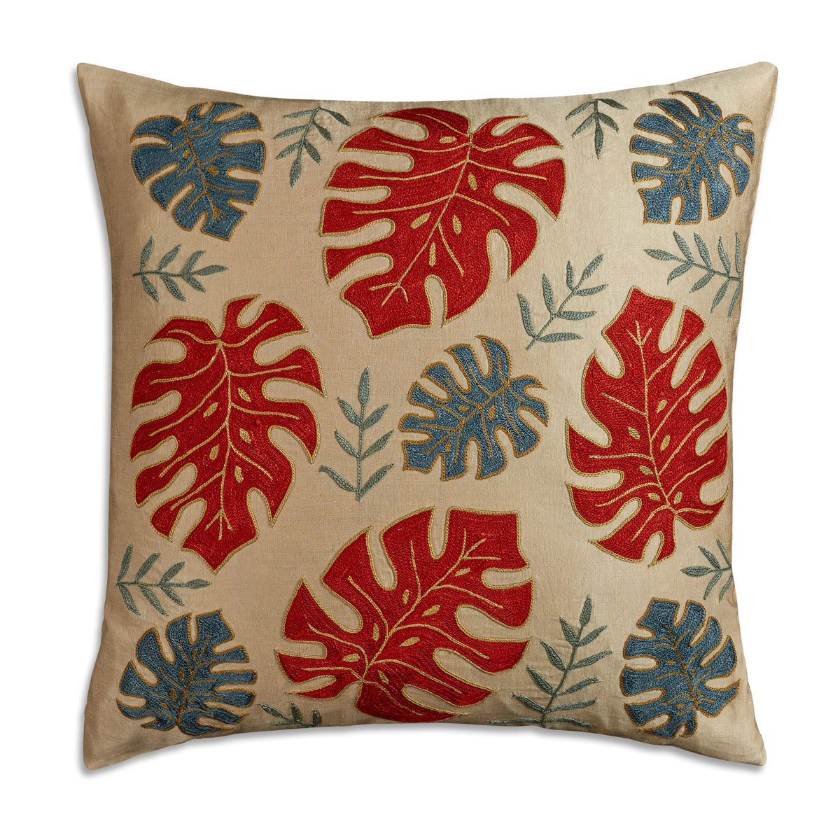 Nushka Cushions Leaf Suzani embroidered silk cushion