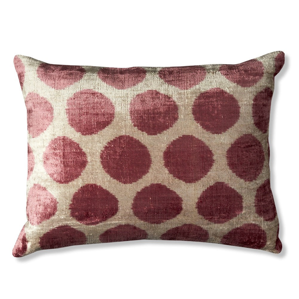 Nushka Cushions Lilac Spot Hand-woven Silk Velvet Ikat Cushion