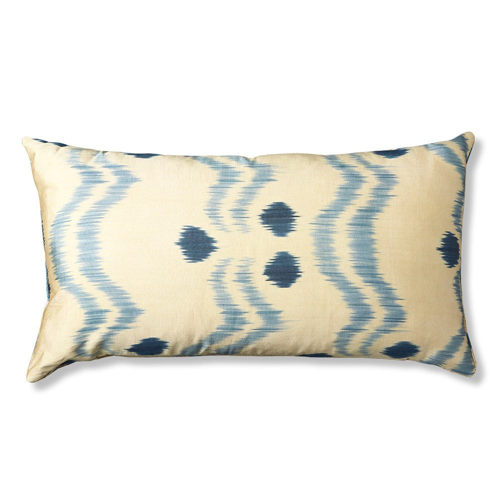 Nushka Cushions Long Rectangular Hand-woven Silk Velvet Ikat Cushion