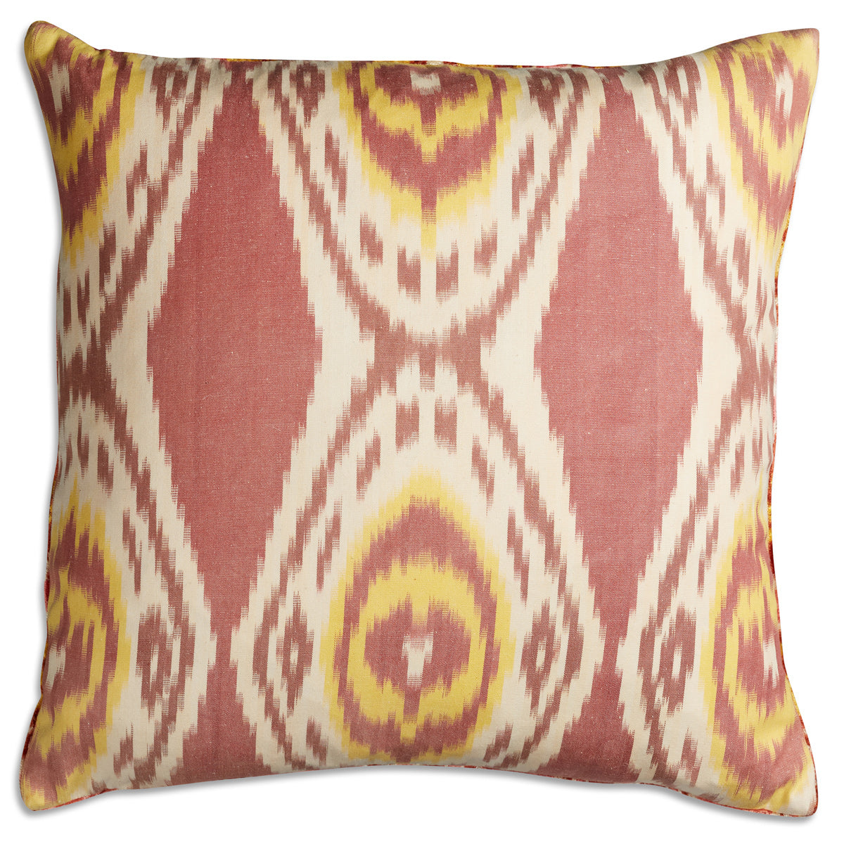 Nushka Cushions Pink and brown classic Ikat design hand-woven silk velvet Ikat cushion