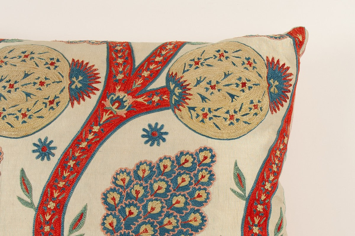 Nushka Cushions Pomegranate Tree Silk Suzani Embroidered Cushion