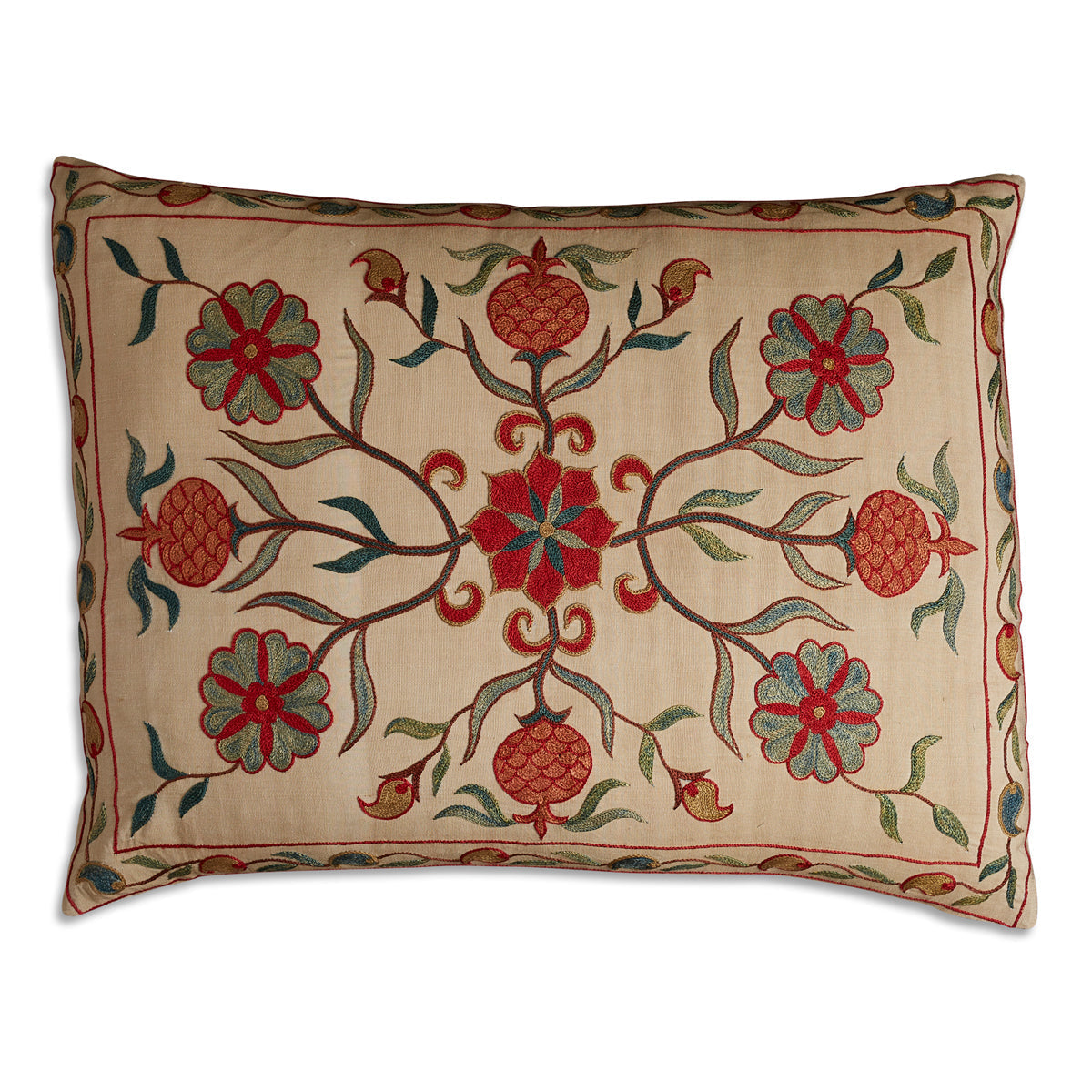 Nushka Cushions Rectangular Floral Silk Suzani Embroidered cushion