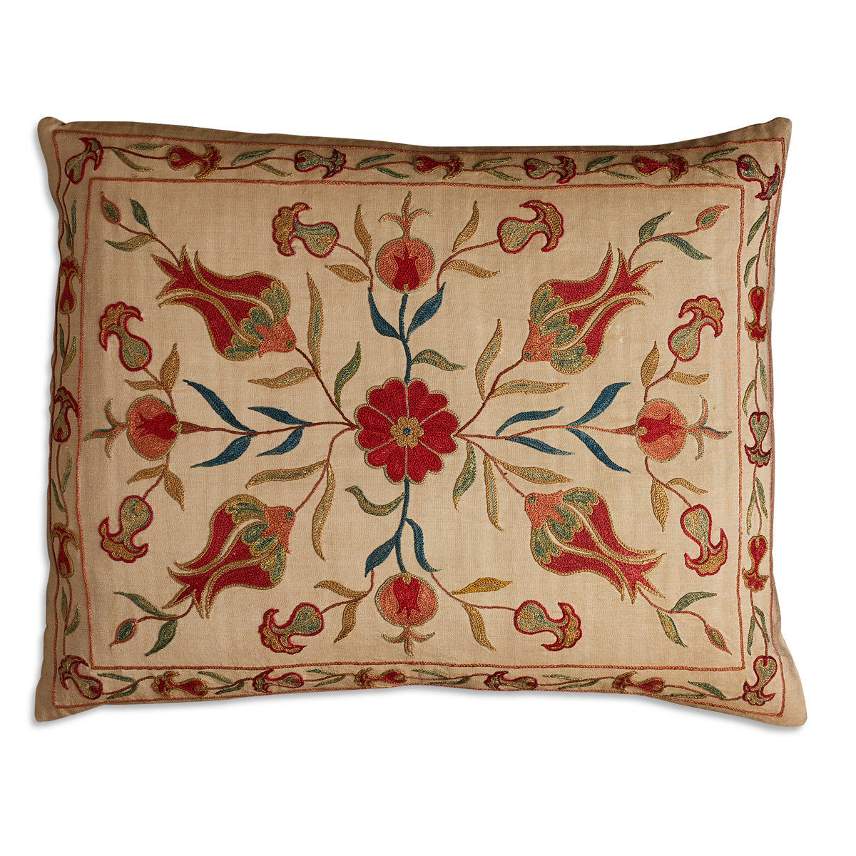 Nushka Cushions Rectangular Floral Silk Suzani Embroidered cushion