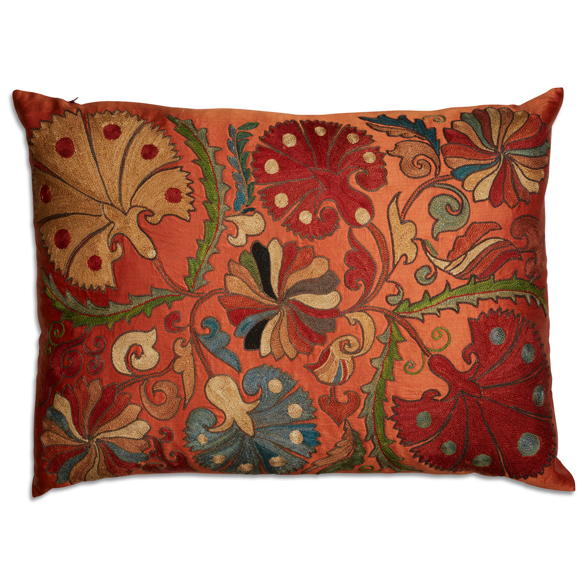 Nushka Cushions Rectangular Floral Silk Suzani Embroidered cushion