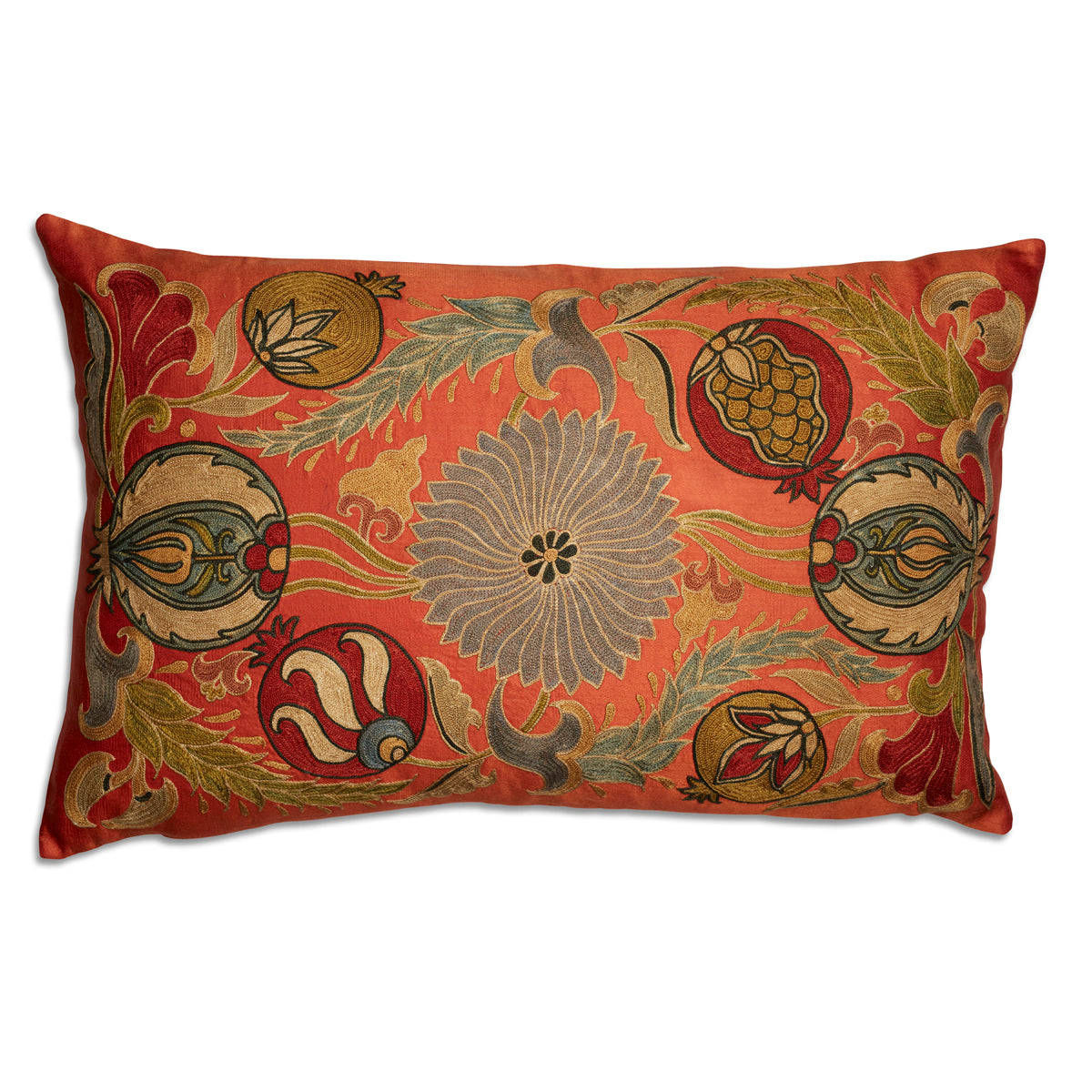 Nushka Cushions Rectangular Floral Silk Suzani Embroidered cushion