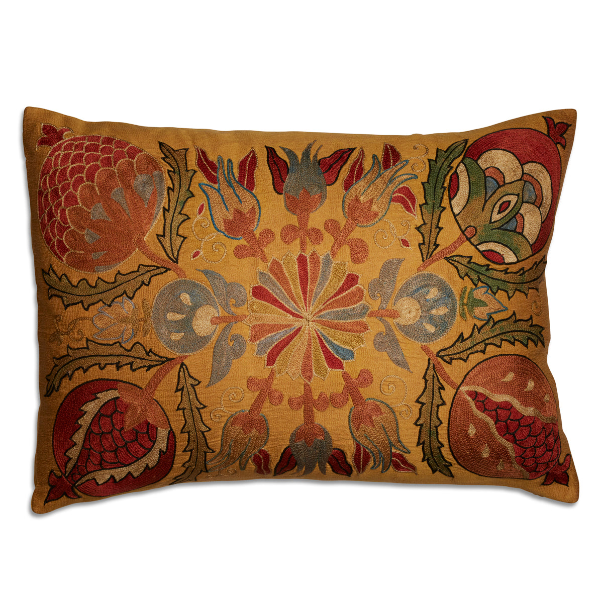 Nushka Cushions Rectangular Floral Silk Suzani Embroidered cushion