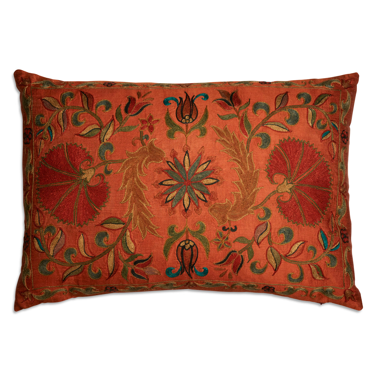 Nushka Cushions Rectangular Floral Silk Suzani Embroidered cushion