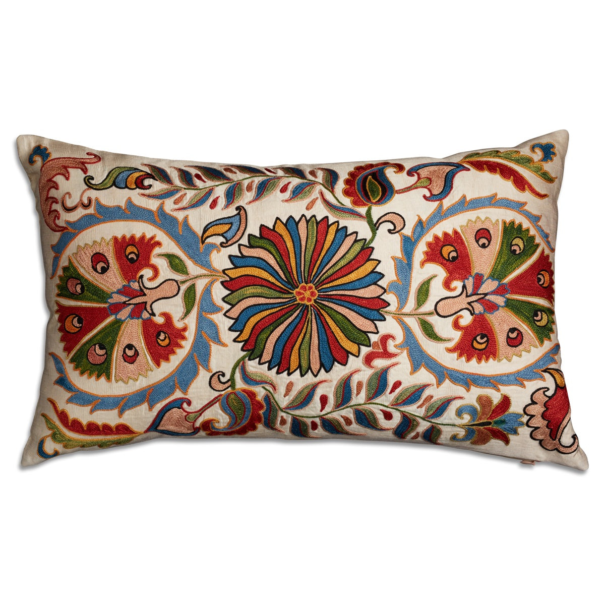 Nushka Cushions Rectangular Floral Silk Suzani Embroidered cushion