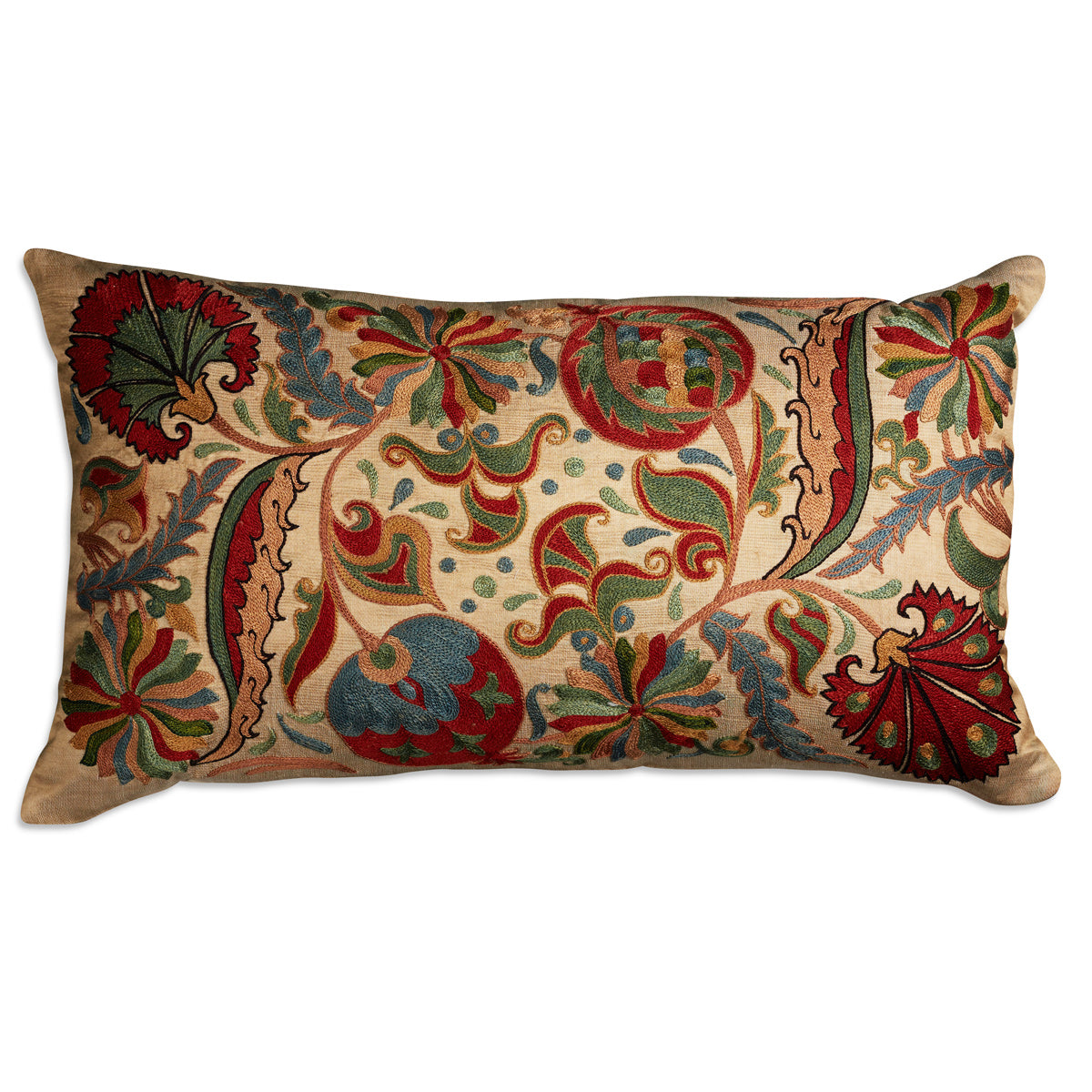 Nushka Cushions Rectangular floral silk suzani lumbar cushion