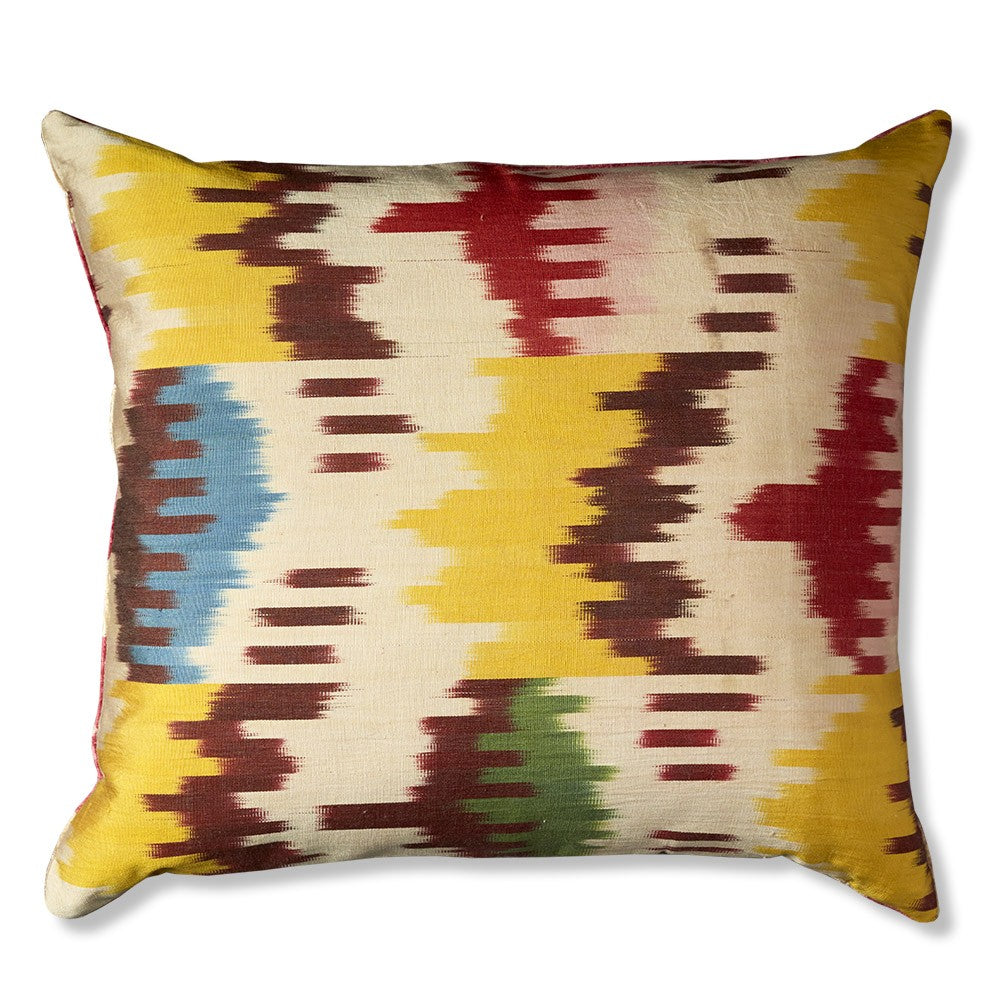 Nushka Cushions Rectangular Hand-woven Silk Velvet Ikat Cushion