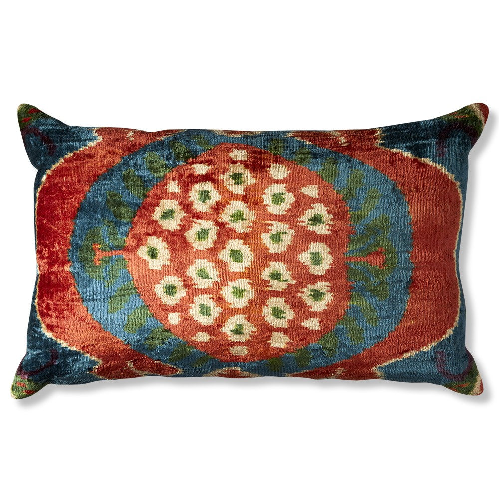 Nushka Cushions Rectangular Hand-woven Silk Velvet Ikat Cushion