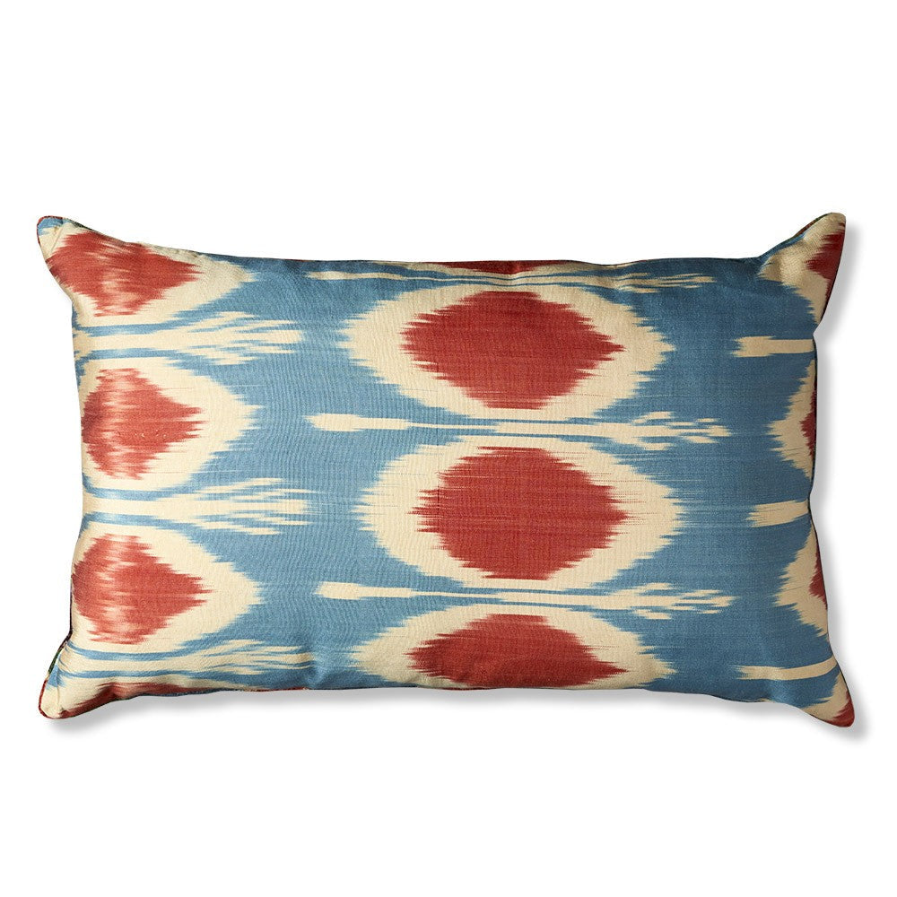 Nushka Cushions Rectangular Hand-woven Silk Velvet Ikat Cushion