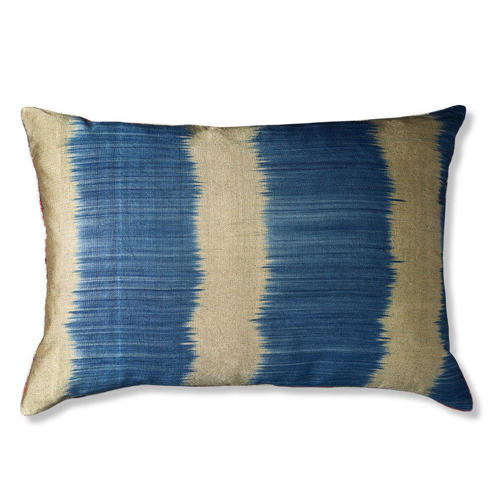 Nushka Cushions Rectangular Hand-woven Silk Velvet Ikat Cushion