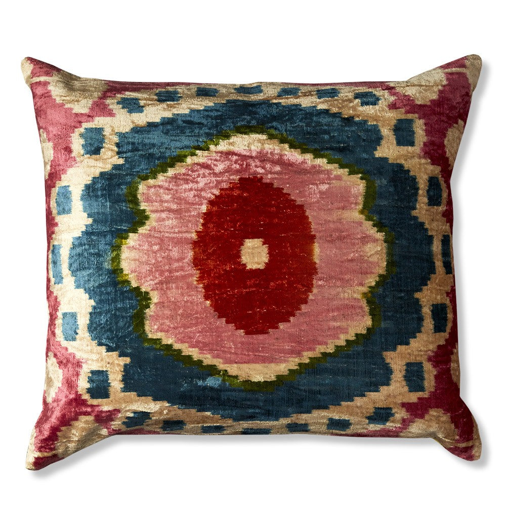 Nushka Cushions Rectangular Hand-woven Silk Velvet Ikat Cushion