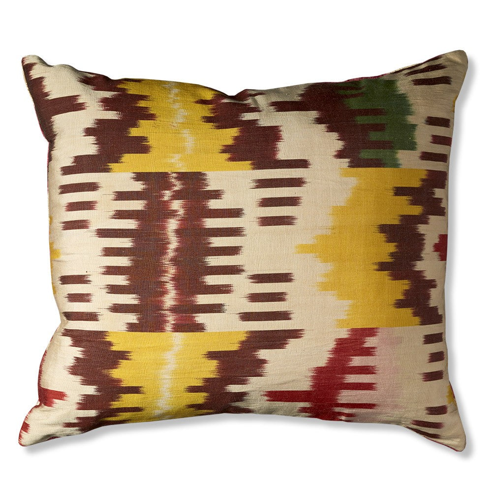 Nushka Cushions Rectangular Hand-woven Silk Velvet Ikat Cushion