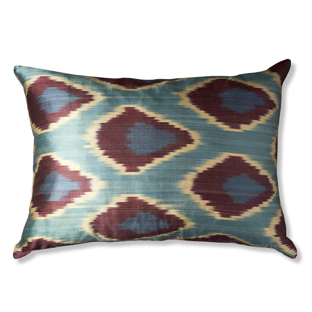 Nushka Cushions Rectangular Hand-woven Silk Velvet Ikat Cushion