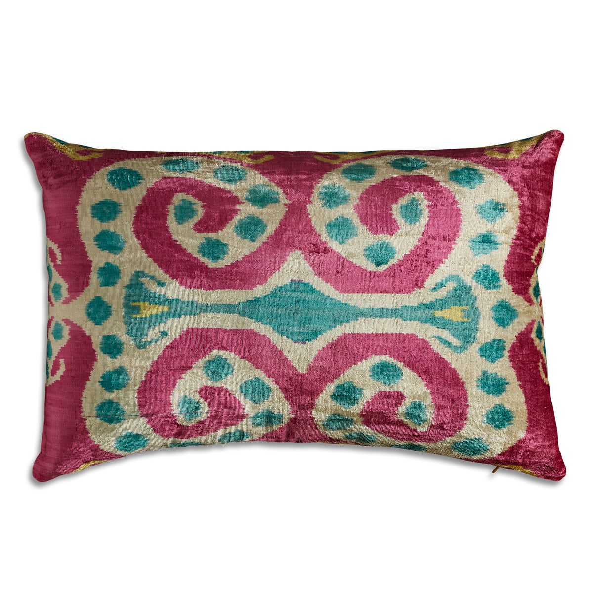 Nushka Cushions Rectangular Hand-woven Silk Velvet Ikat Cushion