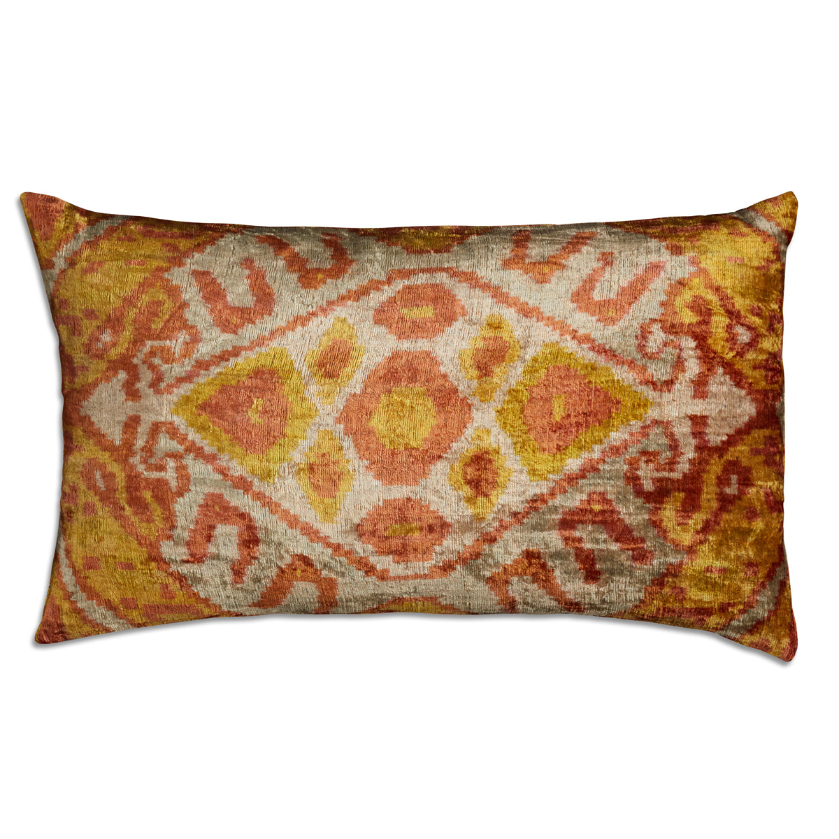 Nushka Cushions Rectangular Hand-woven Silk Velvet Ikat Cushion