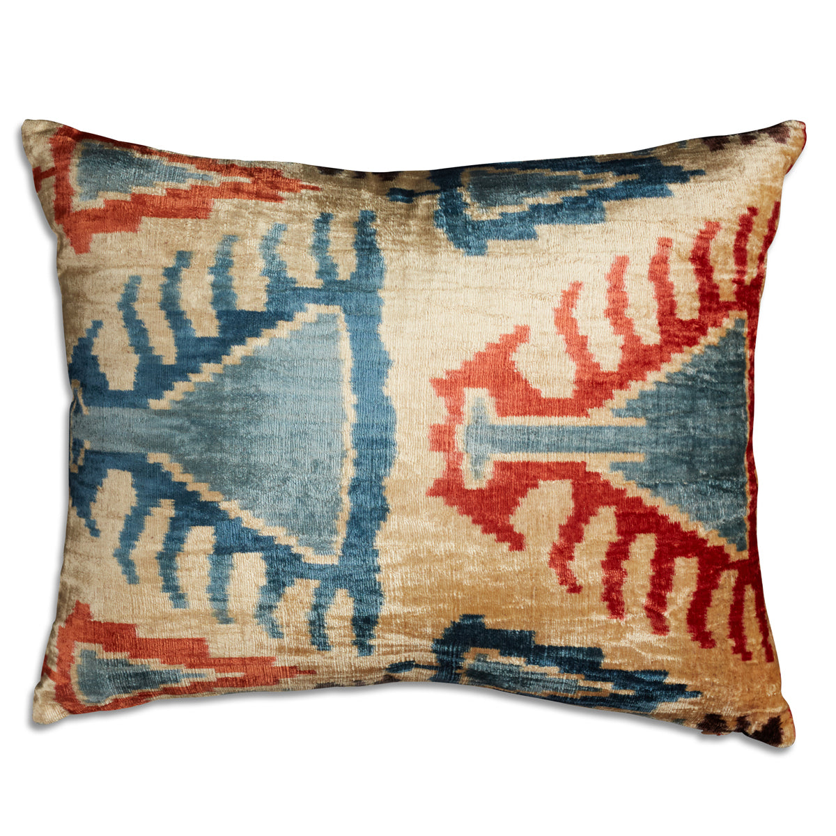 Nushka Cushions Rectangular Hand-woven Silk Velvet Ikat Cushion