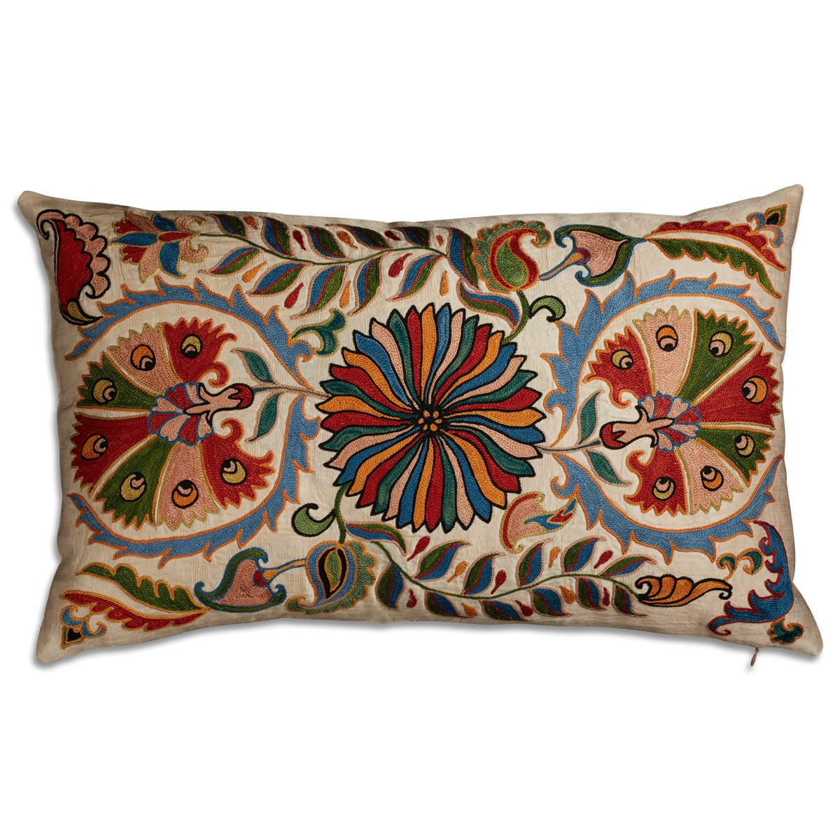 Nushka Cushions Rectangular Silk Suzani Embroidered Cushion